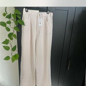 Stradivarius Beige Button-Detail Pants